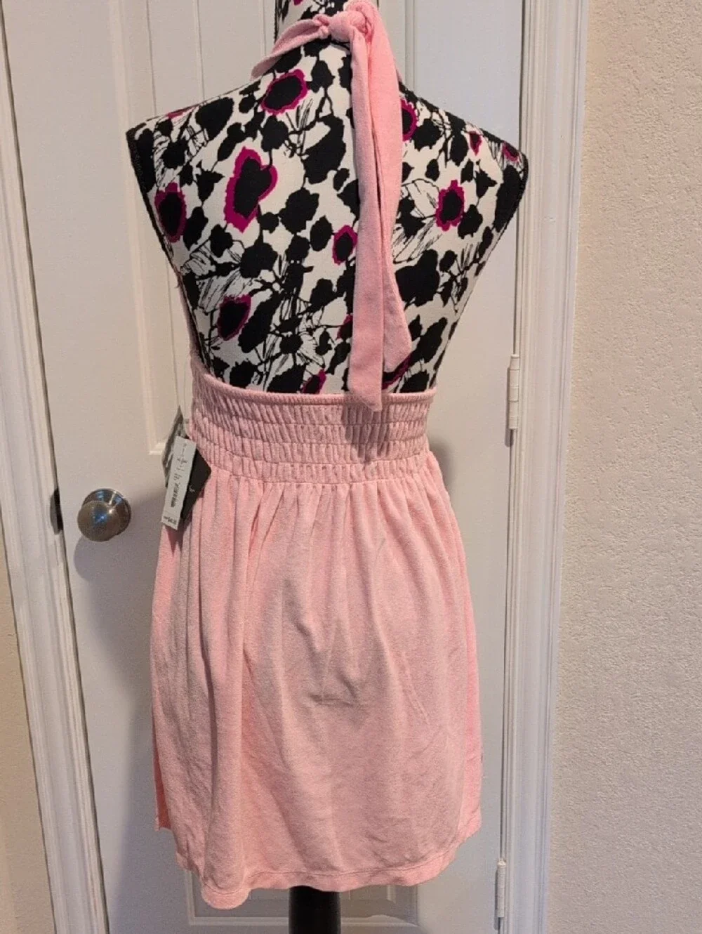Vintage Y2K Baby Phat Terry Cloth Halter Dress Coverup Pink Size Large